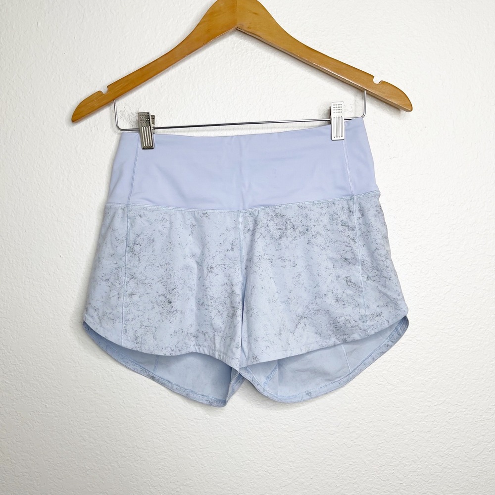 Lululemon Speed Up High-Rise Lined Short 2.5 Light Blue Grey Speckle Size 4